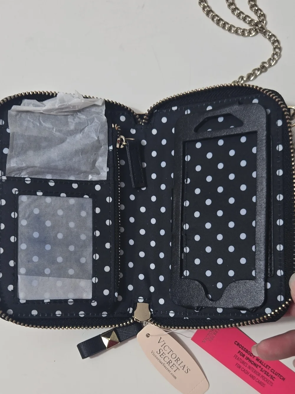 Victoria's Secret Leopard Print Chain Crossbody - Black & Tan - Picture 3 of 6